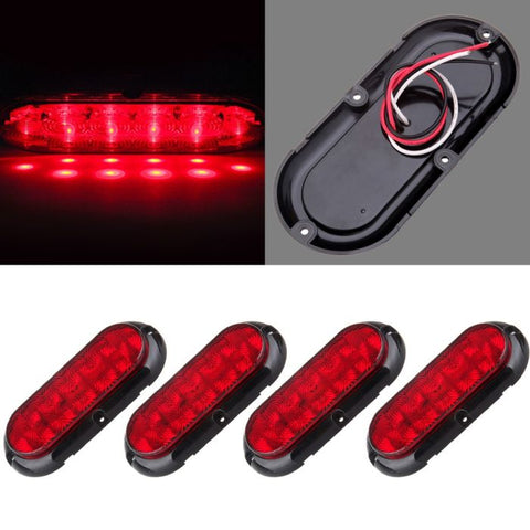 4x 6 inch Red 10 LED Stop Turn Tail Brake Light Side marker Trailer Truck