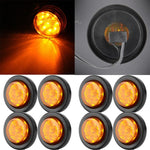 (8) 2'' Truck Trailer Clearance Light Amber Side Marker Round 9 Led with Grommet