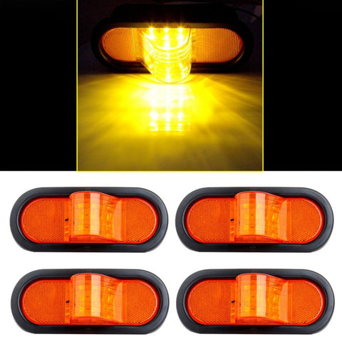 Pack of 4 Amber 7.5" Lowboy Pickup Truck Trailer Side Marker Clearance Light