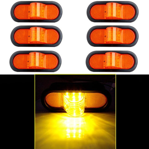 6pcs 7.5" Yellow Side Marker Sealed Clearance Light Pickup Truck Trailer 12v