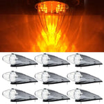 9PCS 17LED Cab Marker Light Clear Lens Chrome Torpedo Heavy Duty Truck Kenworth Peterbilt Freightliner Mack ECCPP