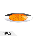 9PCS Universal Amber Side Marker Light Tail Lamps 16LED Oval Chrome Truck Trailer Pickup ECCPP