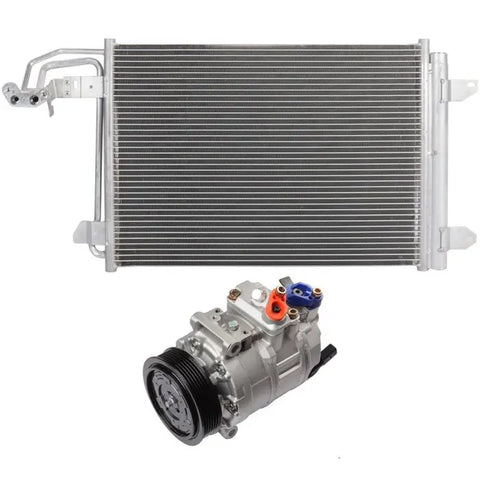 AC Condenser & Compressor Cooling Kit 06-07 Audi A3 06-10 Volkswagen Jetta ECCPP
