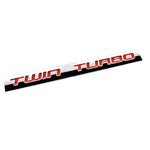 Aluminum Stick On Polished Chrome Red Twin Turbo Decal Emblem Trim Badge Logo DNA MOTORING