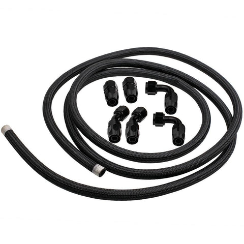 AN10 -10AN Fitting Stainless Steel Nylon Braided Oil Fuel Hose Line 12FT Kit MaxSpeedingRods