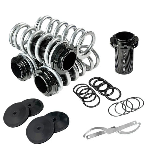 Adjustable 1-4"Black Scale Suspension Silver Coilover Spring/Springs Eg Ek Em Dc DNA MOTORING