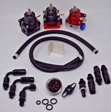 Adjustable Aero EFI Fuel Pressure Regulator Kit W/ 160PSI Oil Gauge AN-6 Hoses MD Performance