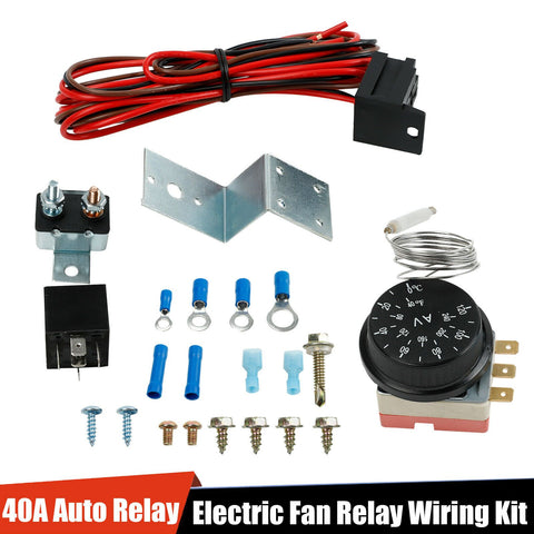 Adjustable Electric 12V Radiator Fan Thermostat Control Relay Wire Kit Car Truck F1 Racing
