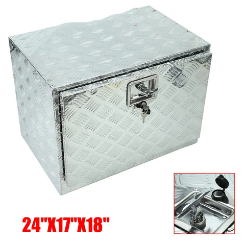 Aluminum 24"X17"X18" Pickup Truck Underbody Bed Tool Box Trailer Tool Storage BLACKHORSERACING