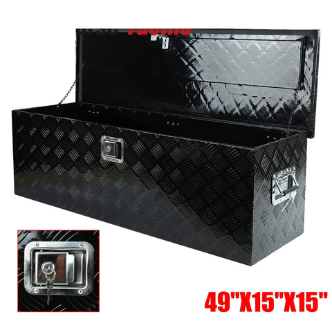 Aluminum 49"X15"X15" Bed Tool Storage Box Truck Pickup Flat Trailer Underbody BLACKHORSERACING