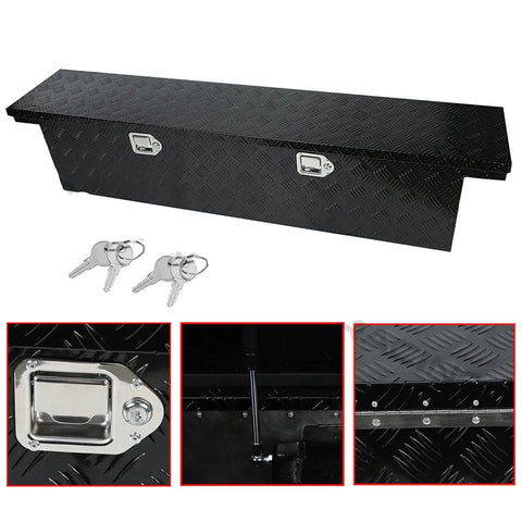 Aluminum Heavy Duty Pickup Truck 69"X12"X14" Bed Storage Tool Box W/ Lock & Key BLACKHORSERACING