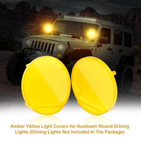Auxbeam 9" Inch Round Led Driving Fog Light Amber Cover Lights Shield Cover Pair EB-DRP