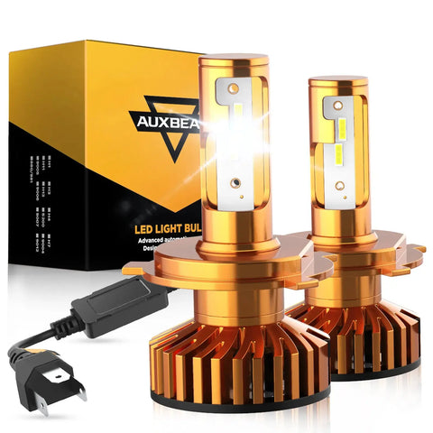 Auxbeam F2 H4 9003 Led Headlight Bulbs Car & Truck High Low Beam Kit 6500K White EB-DRP