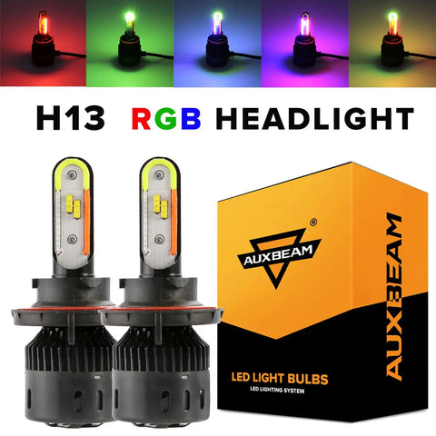 Auxbeam H13 Rgb Led Headlight Bulbs App Control Drl For Ford F-150 F-250 F-350 EB-DRP