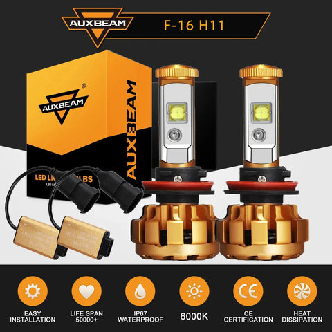 Auxbeam Led Headlight Kit H8 H9 H11 600W 6000Lm 6000K Low Beam Fog Bulb Hid 2X EB-DRP