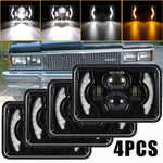 Black 4Pcs 4X6" Inch Led Headlights Hi/Lo Drl For Chevrolet Caprice 1977 To 1986 EB-DRP