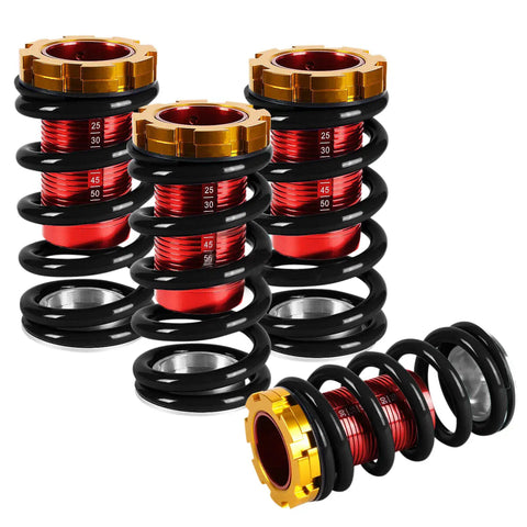 Black Adjustable 1-4"Red Scale Suspension Coilover Spring 88-00 Eg Ek Em Dc DNA MOTORING