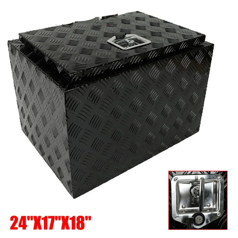 Black Aluminum Pickup Truck 24"X17"X18" Underbody Bed Tool Box Trailer Storage BLACKHORSERACING