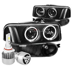 Black Clear Projector Headlight+White Led 9005 Hid W/Fan Fit 00-07 Sierra/Yukon DNA MOTORING
