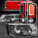 Black Housing Headlight Clear Corner+3D Led Tail Brake Light 02-05 Dodge Ram Speed Daddy