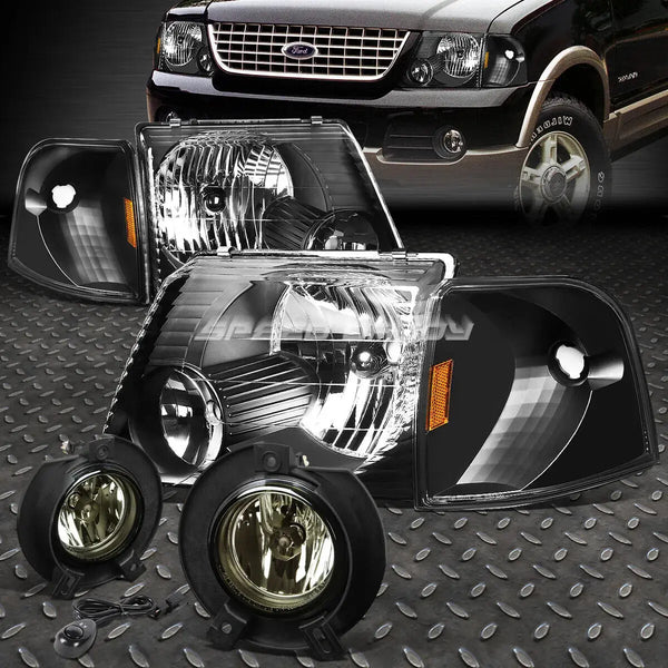 Black Housing Headlight+Amber Corner Signal+Smoked Fog+Switch 0205 Ex