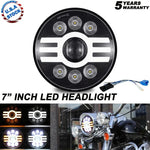 Black Round 7" Motorcycle Led Headlight Halo For Vulcan 750 800 900 1500 1600 EB-DRP