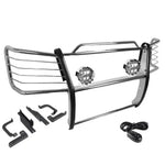 Chrome Brush Grill Guard+Round Clear Fog Light Fit 03-07 Silverado 2500 Hd/3500 DNA MOTORING