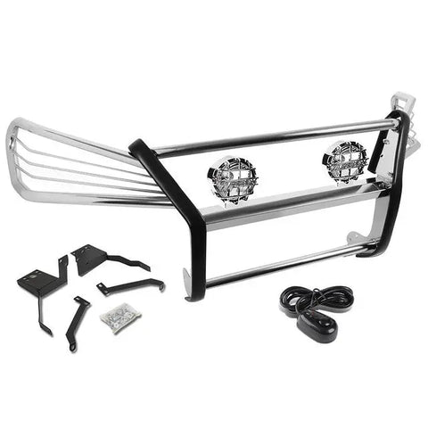 Chrome Brush Grill Guard+Round Clear Fog Light Fit 03-09 Lexus Rx330/350/400H DNA MOTORING