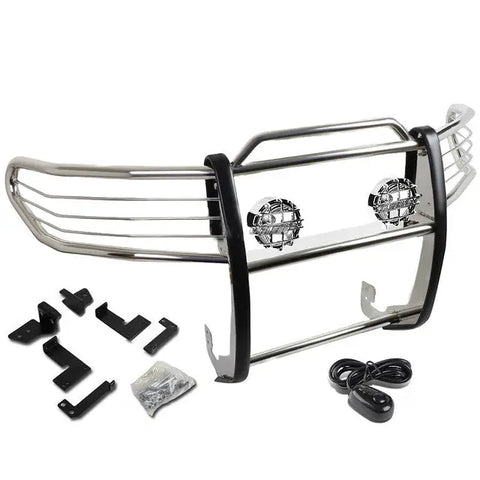 Chrome Brush Grill Guard+Round Clear Fog Light Fit 07-14 Toyota Fj Cruiser Suv DNA MOTORING