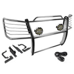 Chrome Brush Grill Guard+Round Smoke Fog Light Fit 03-07 Silverado 2500 Hd/3500 DNA MOTORING