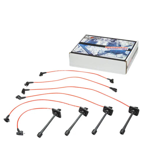 Celica St204 5S-Fe Ignition System Silicone Spiral Core Spark Plug Wire Red DNA MOTORING