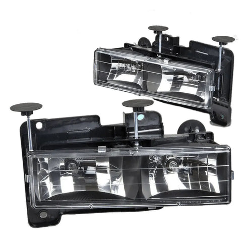 Chevy C/K C10/Truck 1500 2500 3500 1988-1998 Euro Black Housing Headlights DNA MOTORING