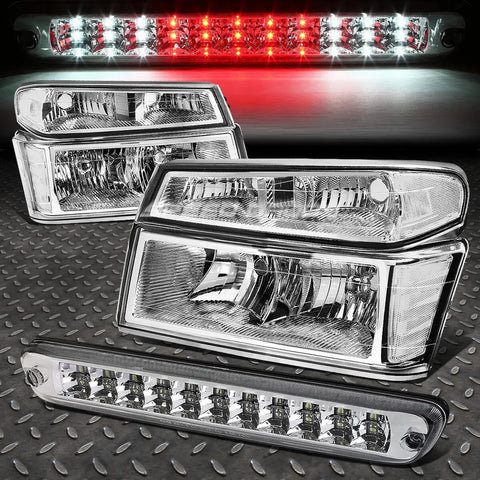 Chrome Clear Lens Headlight+Corner+3Rd Brake Led Light 04-12 Colorado/Canyon Speed Daddy