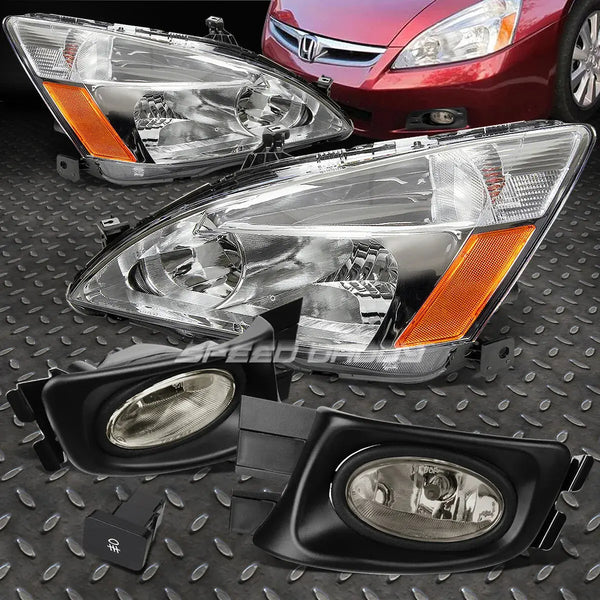 Chrome Headlight+Amber Corner Signal+Smoked Fog+Switch 0307 Accord 2