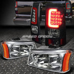 Chrome Headlight+Amber Corner+Smoked 3D Optic Led Tail Light 03-07 Silverado Speed Daddy