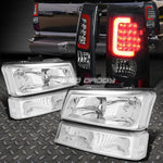 Chrome Headlight+Clear Signal+Smoked 3D Optic Led Tail Light 03-07 Silverado Speed Daddy