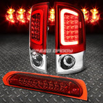 Chrome Housing 3D Led Bar Tail Brake Light+3Rd Cargo Lamps 07-09 Dodoge Ram Speed Daddy