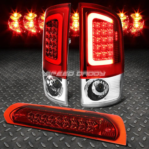 Chrome Housing 3D Led Bar Tail Brake Light+3Rd Cargo Lamps 07-09 Dodoge Ram Speed Daddy
