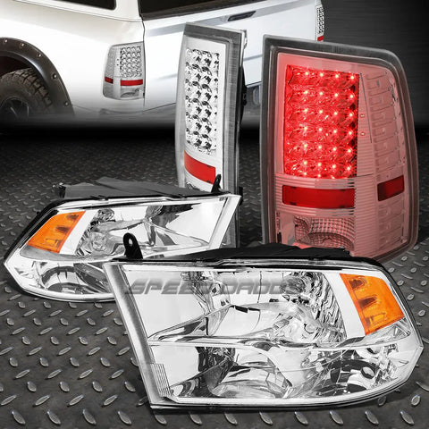 Chrome Housing Amber Side Quad Headlight+Led Chrome Tail Lamp 10-17 Ram Speed Daddy