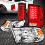 Chrome Housing Amber Side Quad Headlight+Led Red Tail Lamp 10-17 Dodge Ram Speed Daddy