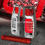 Chrome Housing Clear 3D Led Tail+Red 3Rd Brake Light 88-00 Chevy/Gmc C/K Speed Daddy