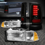 Chrome Housing Headlight+Black Smoked Led Brake Tail Light 94-02 Dodge Ram Speed Daddy