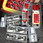 Chrome Housing Headlight+Corner+Chrome 3D Halo Led Tail Light 94-98 C10 C/K Speed Daddy