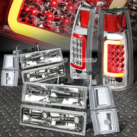 Chrome Housing Headlight+Corner+Chrome 3D Halo Led Tail Light 94-98 C10 C/K Speed Daddy