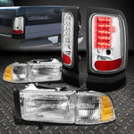 Chrome Housing Headlight+Crystal Clear Led Brake Tail Light 94-02 Dodge Ram Speed Daddy