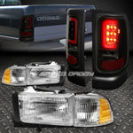 Chrome Housing Headlight+Tinted U-Halo Led Brake Tail Light 94-02 Dodge Ram Speed Daddy