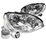 Chrome Projector Headlight Signal Light+White Led H7 Hid W/Fan Fit 00-06 W220 DNA MOTORING