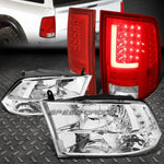 Chrome Quad Clear Side Headlight+3D L-Streak Led Red Tail Lamp 10-17 Ram Speed Daddy