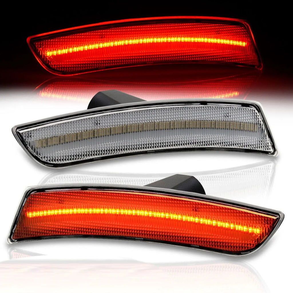 Chrome Red Led Reflectors Side Markers Lights Lamps Pair 20162022