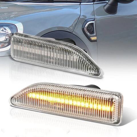 Clear LED Front Fender Side Marker Light Lamps For 2017-2022 Mini Countryman F60 AJP DIST